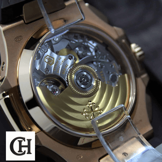 Patek Philippe Nautilus Chronograph Flyback 5980R-001 Audemars Piguet Nautilus Rose Gold Case mechanism view