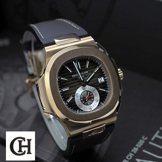 Patek Philippe Nautilus Chronograph Flyback 5980R-001 Patek Philippe Rose Gold Bezel front view