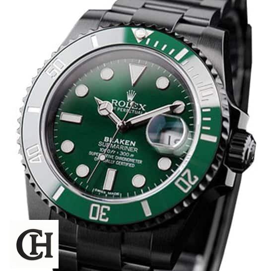 Rolex Submariner Blaken 116611N Rolex Blaken Submariner Green 166611n4 white backround green dial