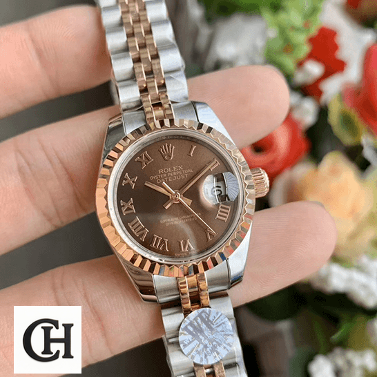 Rolex Datejust 278271 Rolex 276271 Datejust Roman Everose Gold flowers background