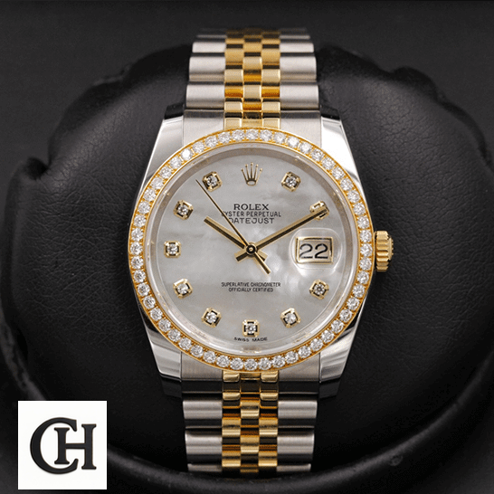 Rolex Datejust 116243 Rolex Datejust 116243 Mother Of Pear Diamond black background