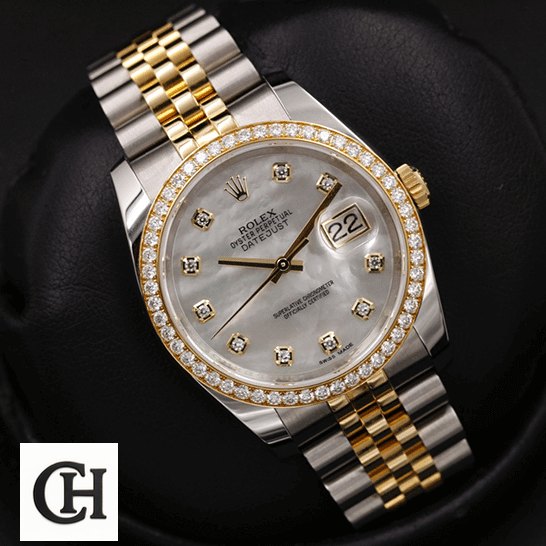 Rolex Datejust 116243 Rolex Datejust 116243 Diamond Dial Jubilee on the black stand