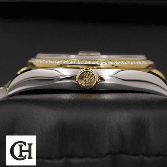 Rolex Datejust 116243 Rolex Datejust Mother Of Pear Diamond 116243 crown & black background