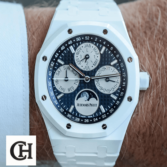 Audemars Piguet Blue Dial Moon 26574ST.OO_.1220ST.01 on the man wrist
