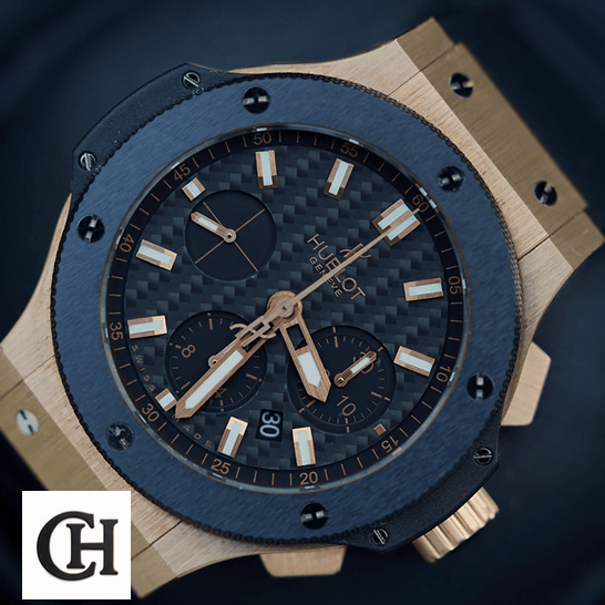 Hublot Big Bang 301.PM_.1780.RX Gold Case Black Bezel fornt view