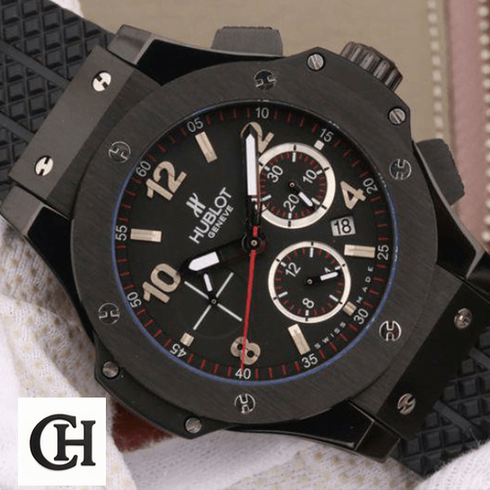 Hublot Big Bang 301.CX.130.RX "Black Magic" Top Tier hublot big bang 301.cx.130.rx tiltedleft 1 Hublot Big Bang Black Dial Black Bezel on the white glove hand
