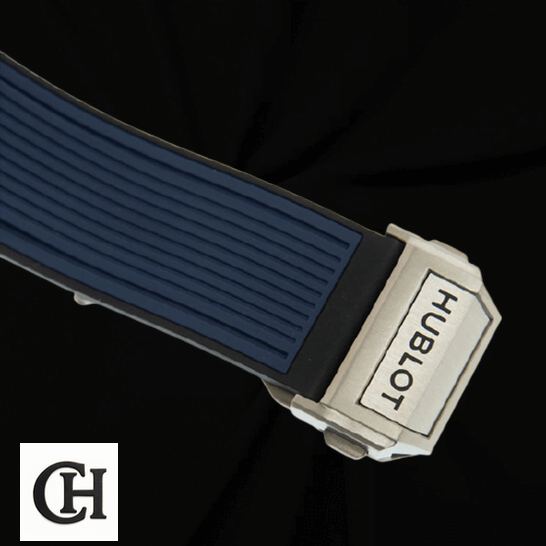 Hublot Big Bang Unico 411.JX.4802.RT "Sapphire" Elite hublot big bang unico blue 411 NX 5179 RX clips Hublot Big Bang Blue Rubber Bracelet Steel Clasp black background