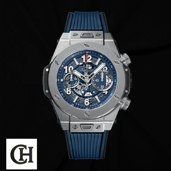 Hublot Big Bang Unico 411.JX.4802.RT "Sapphire" Elite hublot big bang unico blue 411 NX 5179 RX front two Hublot Big Bang Unico Blue 84.394.-5471.NL_.7112.RX black background