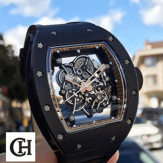 Richard Mille RM 055 Richard Mille RM055 Skeleton Black Dial white background