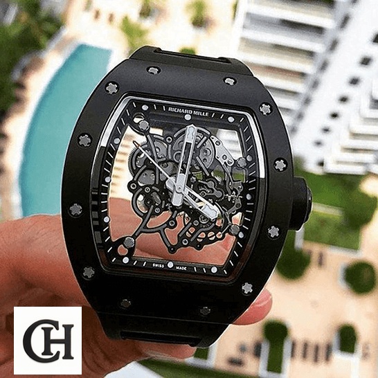 Richard Mille RM 055 Richard Mille RM055 Skeleton Black Bezel front view