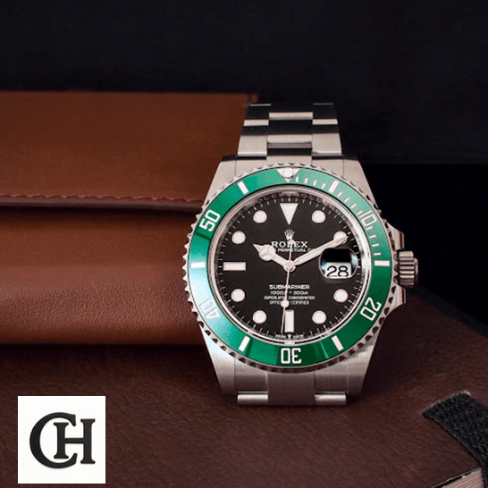 Rolex Submariner 126610LV Rolex Submariner 126610LV Black Dial leather table top