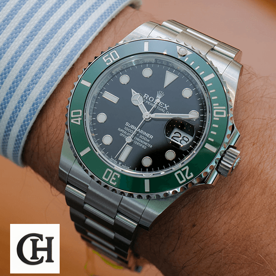 Rolex Submariner 126610LV Rolex Submariner Black Dial Green Bezel on the wrist