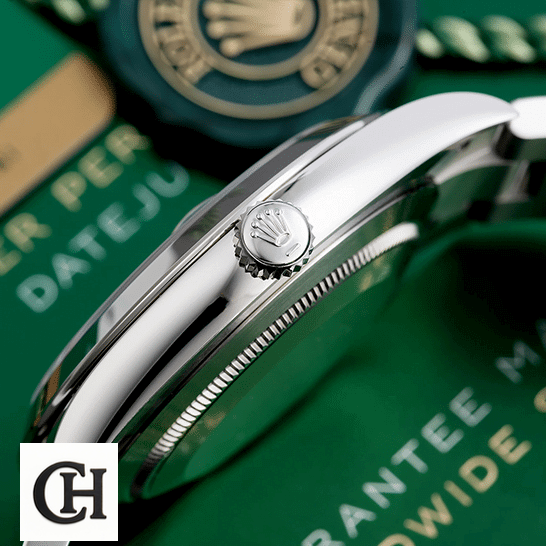 Rolex Datejust Wimbledon 126300-0013 Stainless Steel Case Silver Crown Pusher