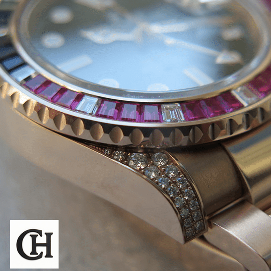 Rolex GMT-Master II 126755SARU "Diamond Bezel" Rolex GMT-Master II 126755SARU Rose Gold Case with Diamond