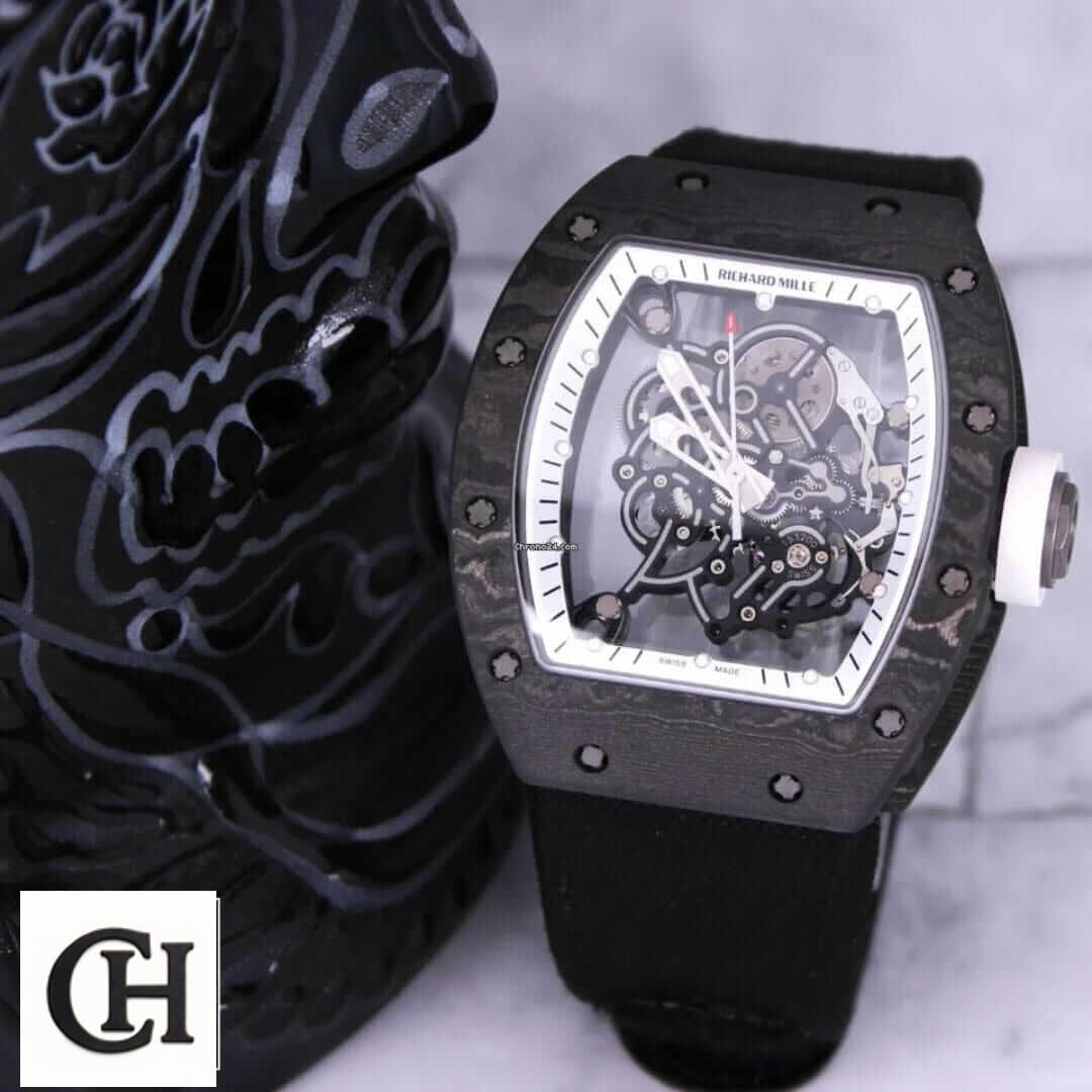 Richard Mille RM 055 Richard Mille White Dial Black Bezel front view