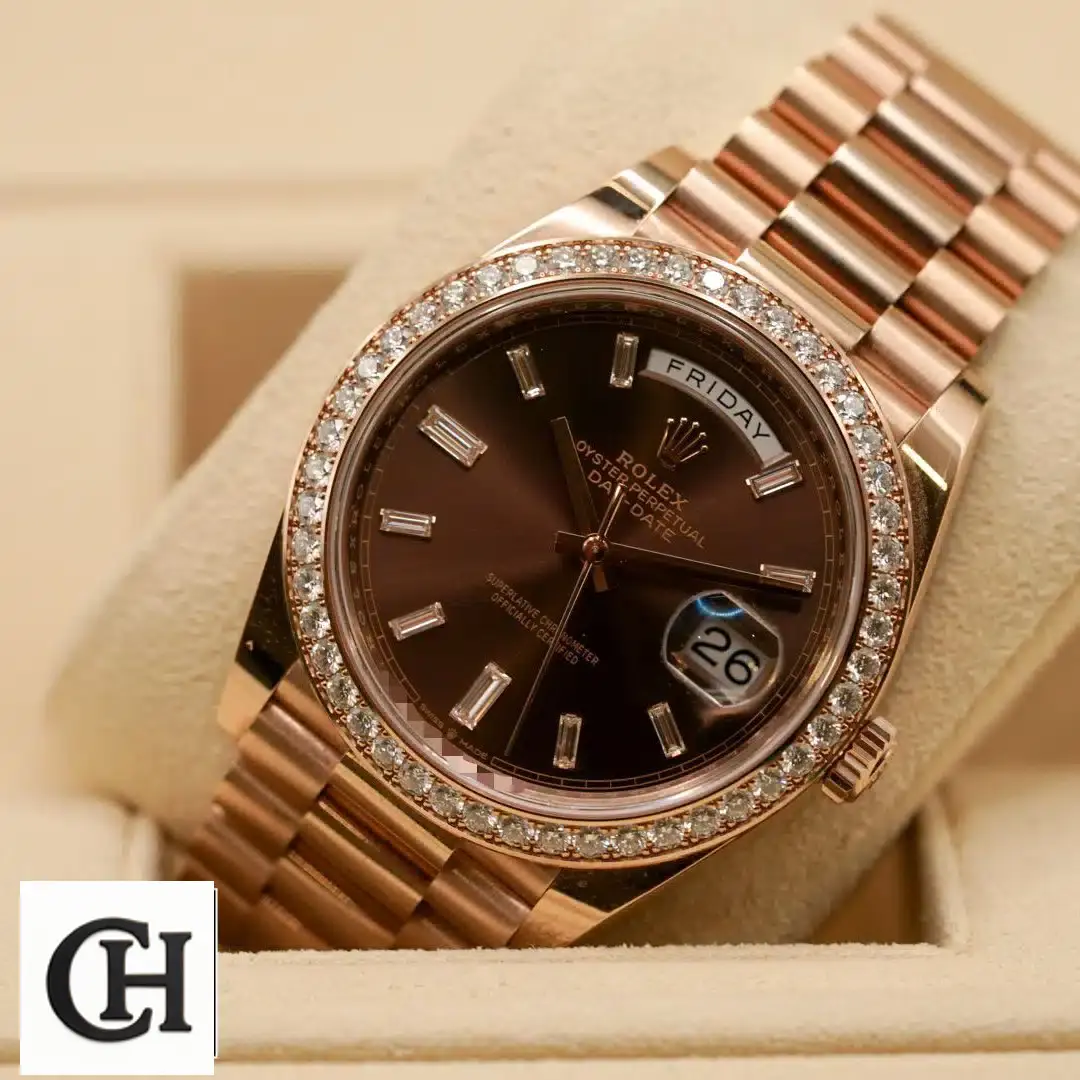 Rolex Day-Date 40 228345RBR Chocolate Dial Diamond Indices