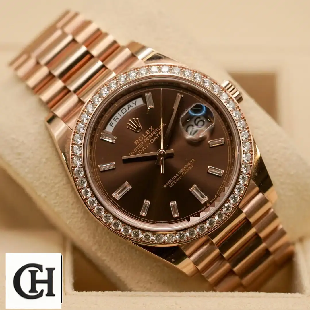Rolex Day-Date 40 Chocolate Dial Diamond Bezel 228345RBR