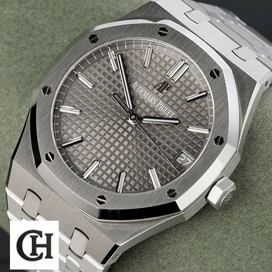 Audemars Piguet Stainless Steel 15500 Grey Dial on the stand
