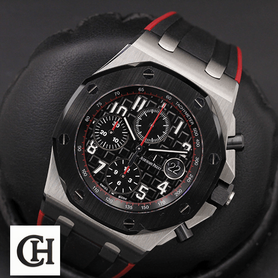 Audemars Piguet Royal Oak Black Dial red second hand in the box