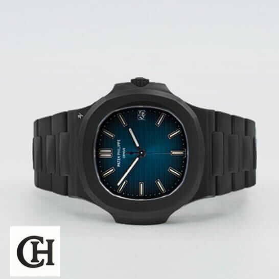 Patek Philippe Nautilus 5711/1A-010 "Black Dial" High-End nautilus 5711 black 5 Patek Philippe Geneve Blue Dial white background side view