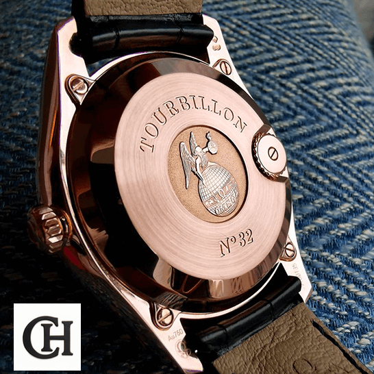 Omega De Ville Tourbillon Co-Axial 4637.31.31 "Tourbillon" Mirror omega 528.53.44.21.03.001 de ville tresor man Omega Tourbillion Gold Case Leather Bracelet upside view