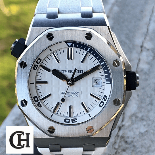 Audemars Piguet Royal Oak Offshore 26170ST.OO.D101CR.01 "White Dial" Superior Audemars Piguet Royal Oak White Dial stone background