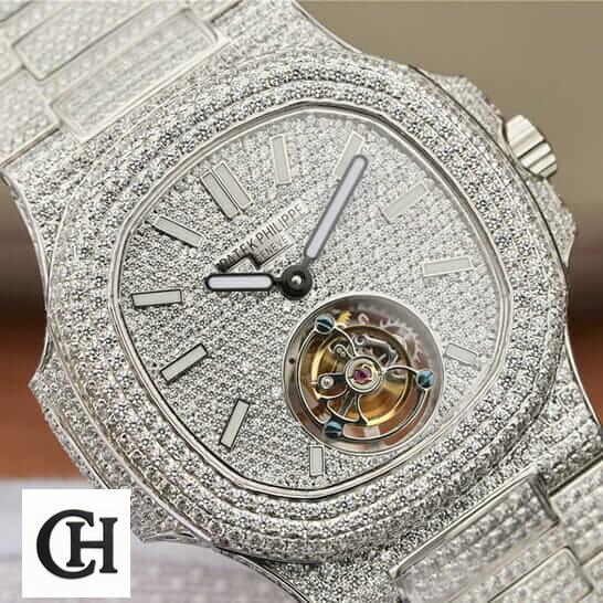 Patek Philippe Sky Moon Tourbillon 6002R Patek Philippe 6980 Tourbillion Diamıond Iced Out front view