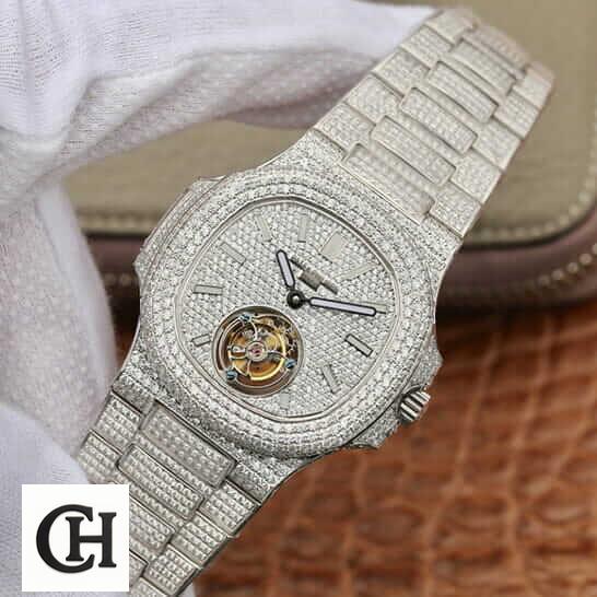 Patek Philippe Sky Moon Tourbillon 6002R Patek Philippe Tourbillion 6980 White Diamıond Iced Out front view