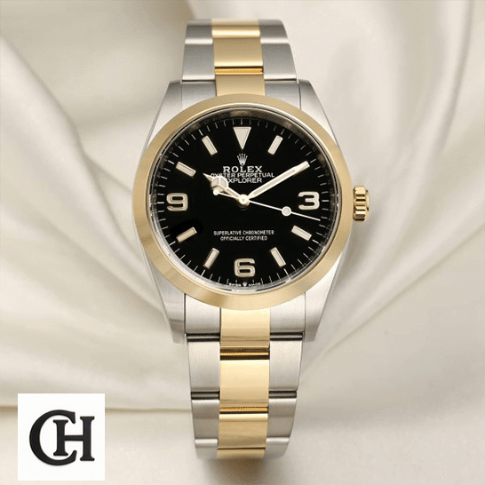 Rolex Explorer 124273 "Black Dial" Rolex 2021 Explorer 124273 Black Dial cream tulle background