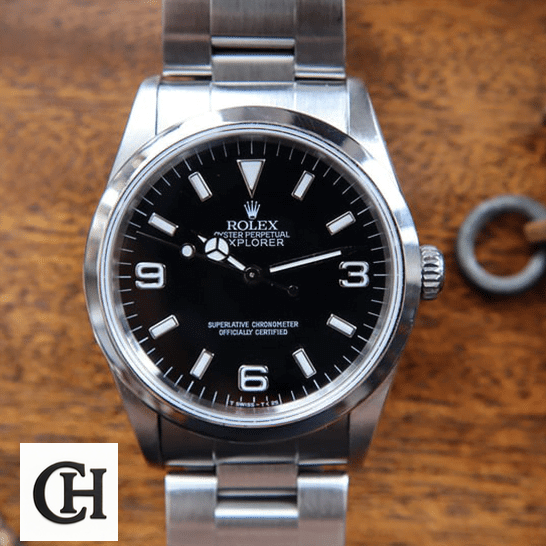 Rolex Explorer 124270 Rolex Explorer 124270 Black Dial on the brown Table