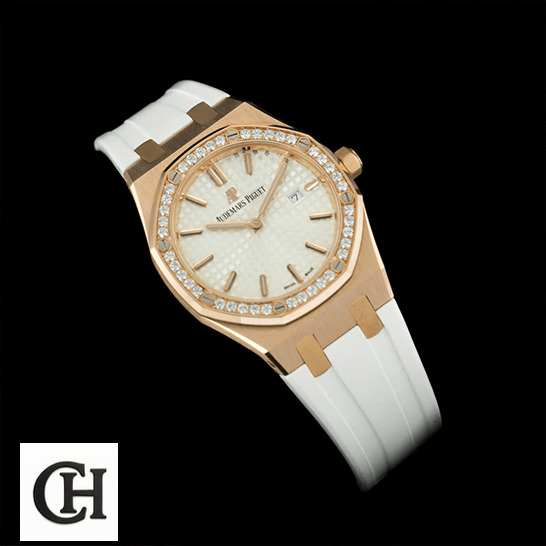 Audemars Piguet Royal Oak 67540OK.ZZ.D010CA.01 True unitedluxury lady watch 1 Audemars Piguet Gold Case Diamond Bezel black background
