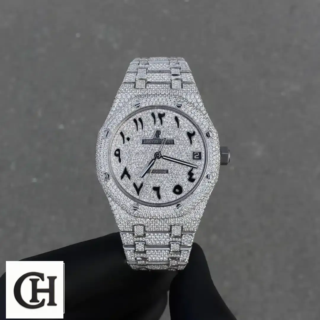 AP Royal Oak 15500ST.OO.1220ST.04 Dial Gem-Set and Arabic Numerial & Full Iced Out