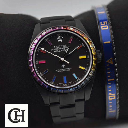 Rolex Milgauss Black Venom 116400 Rainbow Stick Dot Black Case