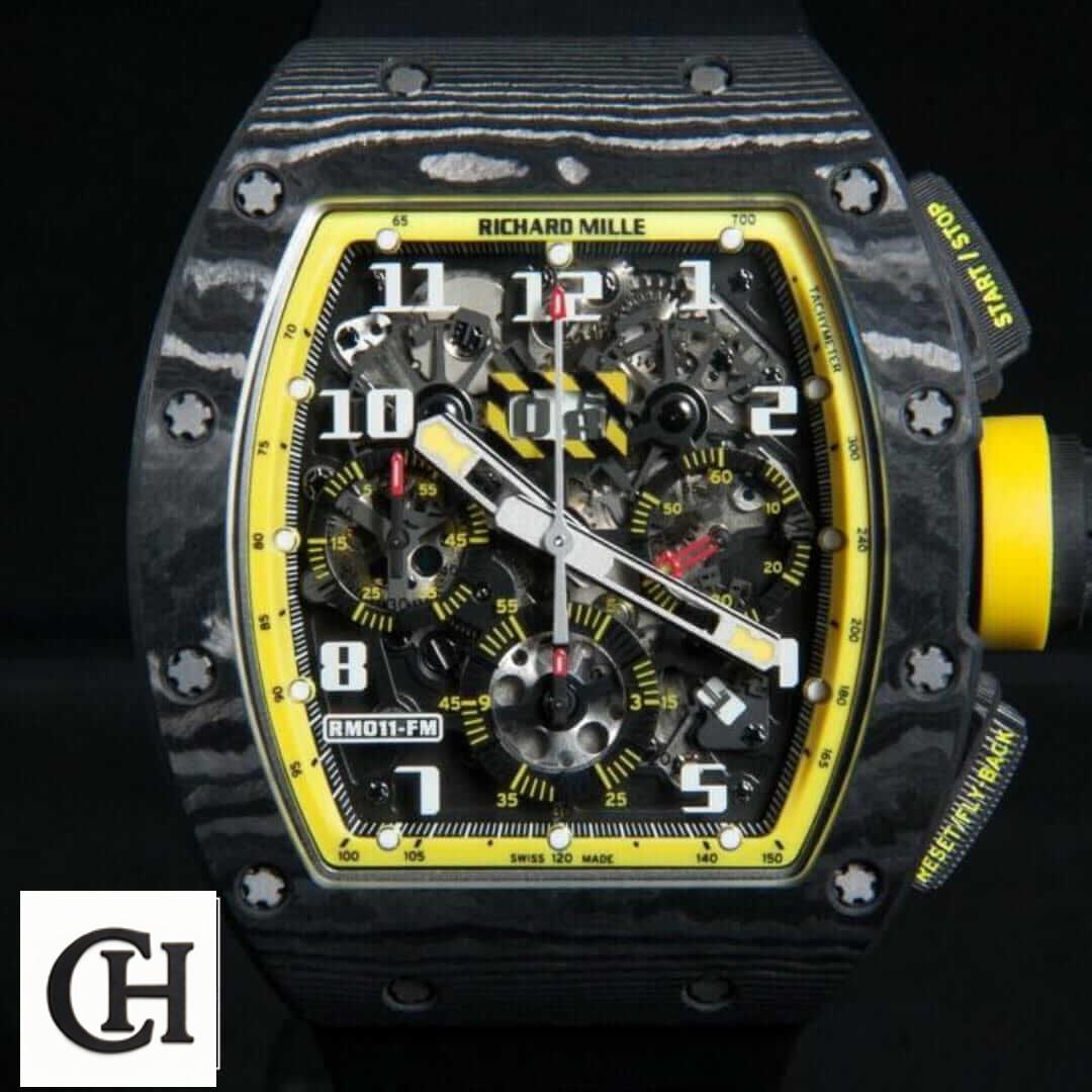 Richard Mille RM 11-03 Richard Mille Black Yellow Dial Carbon front view