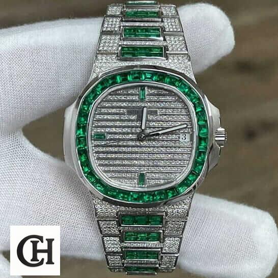 Patek Philippe Nautilus 5711/1300A "Emerald Bezel" Premium Duplicate emerald bezel 5711 4 emerald-bezel-5711-4