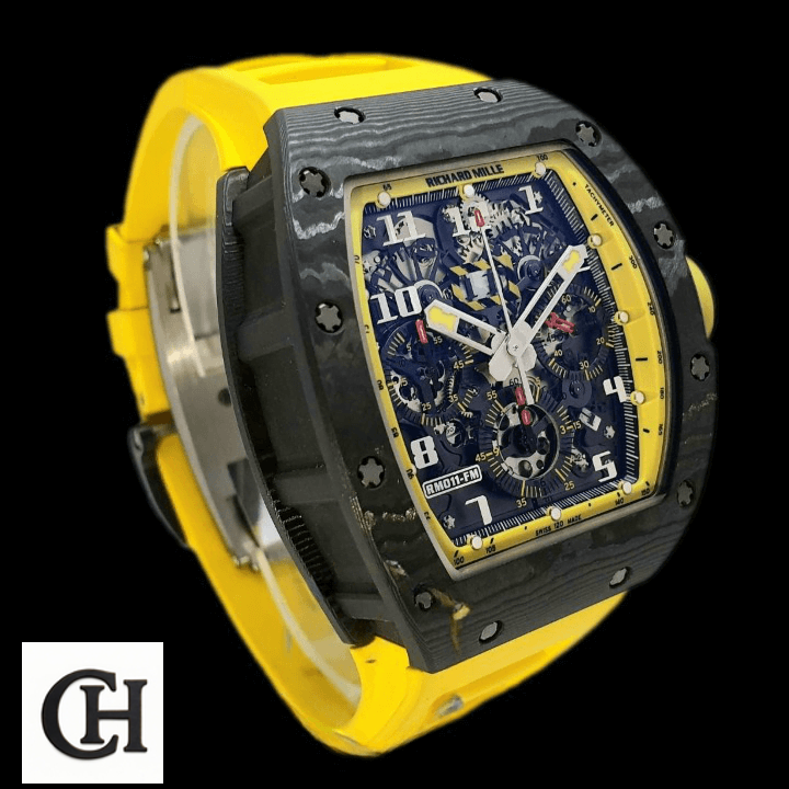 Richard Mille RM 11-03 Richard Mille RM011 1631962966 Black Bezel Yellow Rubber Bracelet