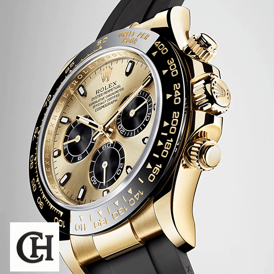Rolex Daytona Cosmograph 116508 Rolex Daytona 116518LN Yellow Gold Button & Crown Pusher Black Bezel
