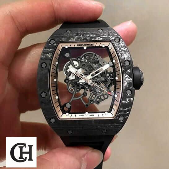 Richard Mille RM 055 Richard Mille RM055 Bubba Watson on the hand grey background