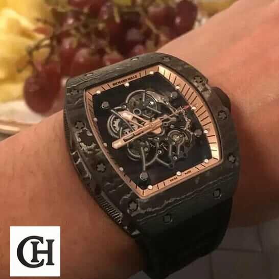 Richard Mille RM 055 Richard Mille RM055 Bubba Watson Black Rubber Bracelet on the wrist