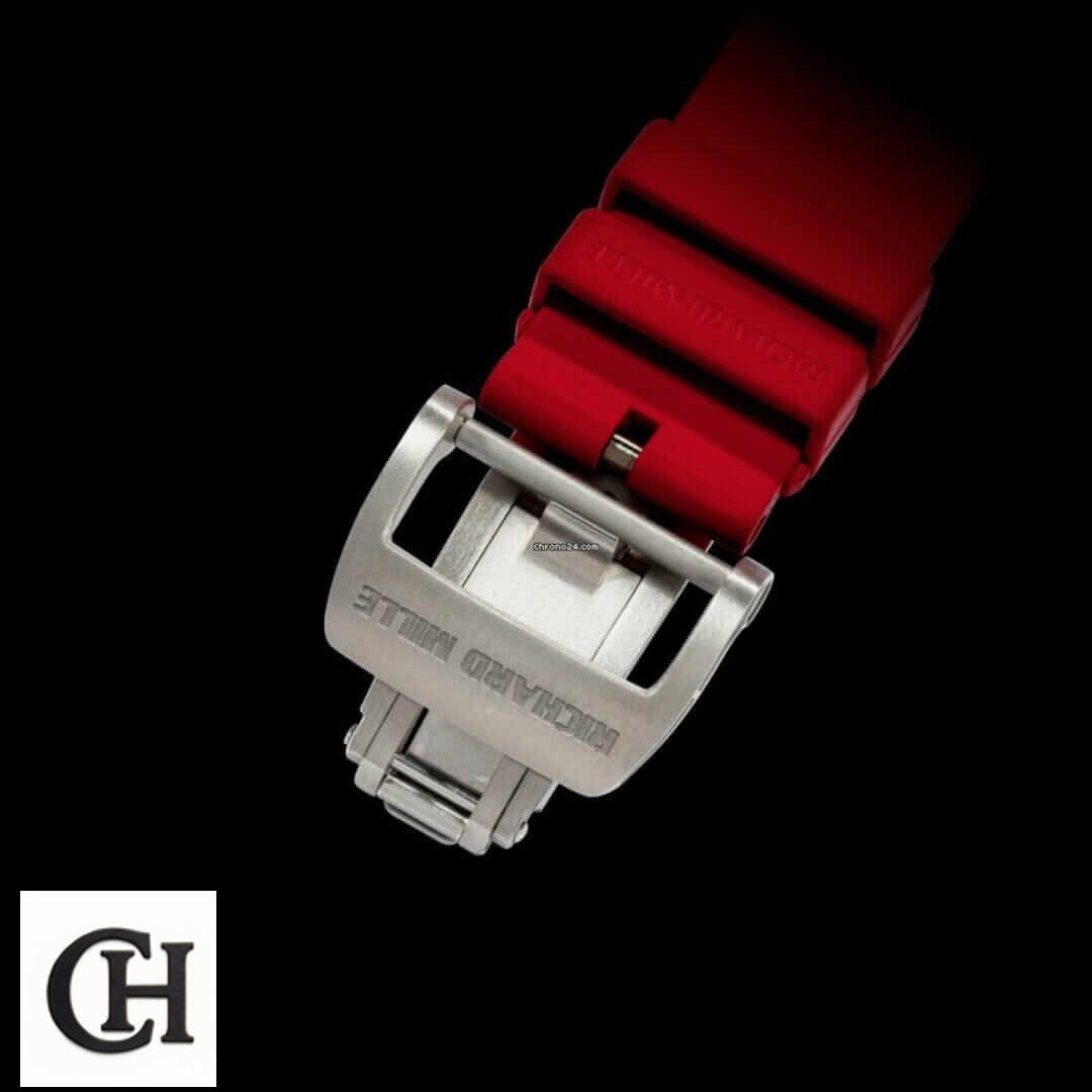 Richard Mille RM 11-03 Richard Mille Red Rubber Bracelet stainless steel clasp black background