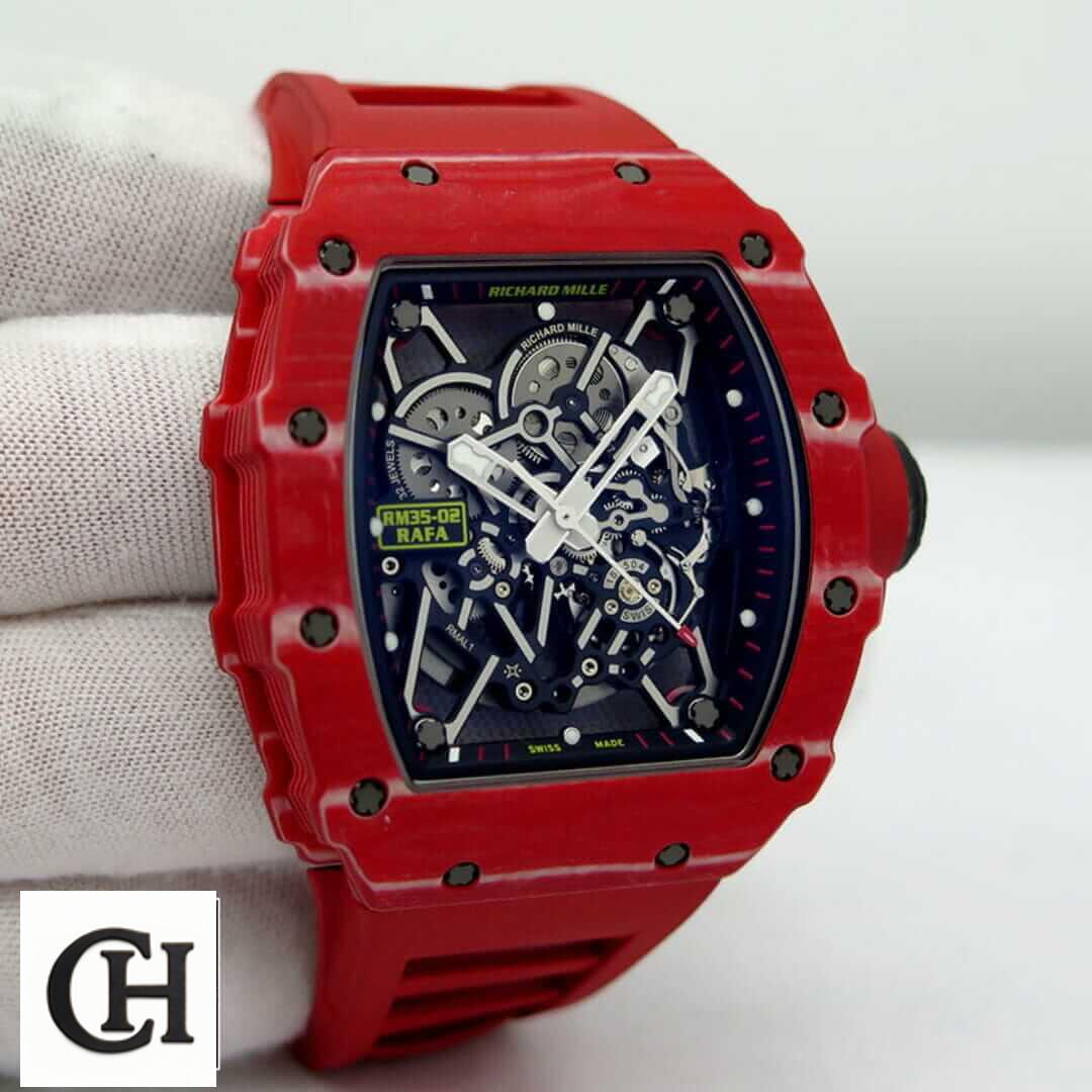 Richard Mille RM 35-02 Richard Mille RM35-02 Rafa Black Dial Red Bezel on the glove hand