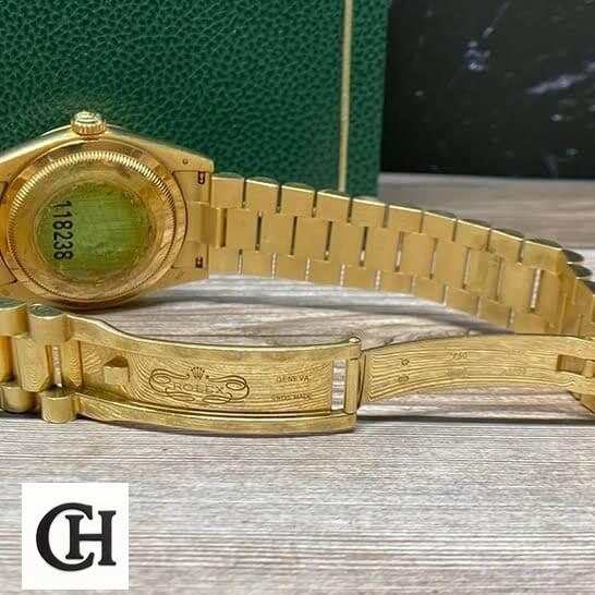 Rolex Day-Date 128238 "Mother of Pearl" rolex 128238 yellow gold 5 Rolex Day Date Mop 128238 Yellow Gold Oyster Bracelet open Fold Clasp