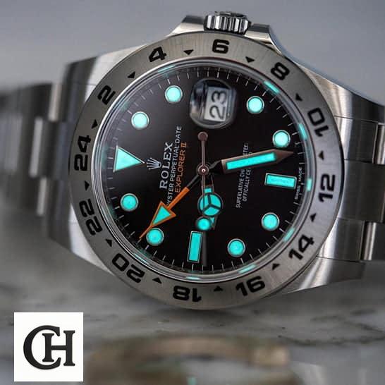 Rolex Explorer II 216570 Rolex Explorer II 216570-0001 Luminous Dial on the Table