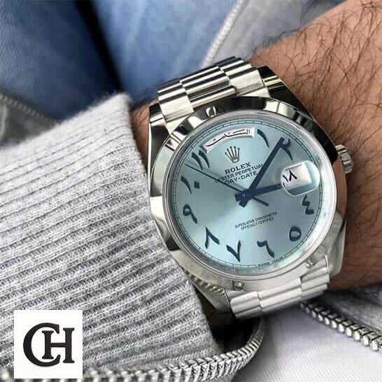 Rolex Day-Date 228206 Rolex DayDate 40 228206 under gray sweater