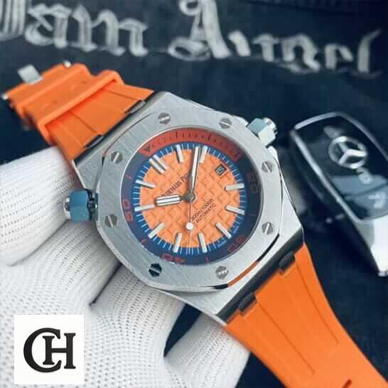 AP Royal Oak 15710ST Orange Rubber Bracelet fornt view