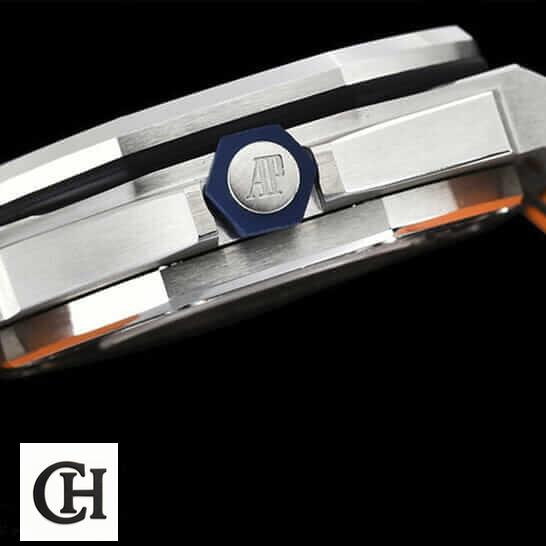 Audemars Piguet Royal Oak 15710ST Crown / push button black background