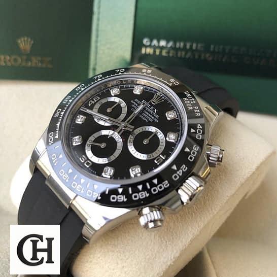 Rolex Daytona Cosmograph 116519LN Rolex Daytona Oysterflex Black Dial Diamond Stick Dot 116519LN & Guarantee Card