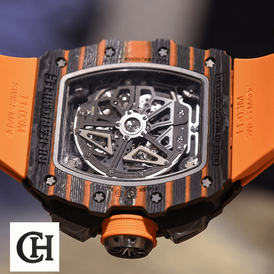 Richard Mille Mclaren hand Carbon Case 11-03m upside view