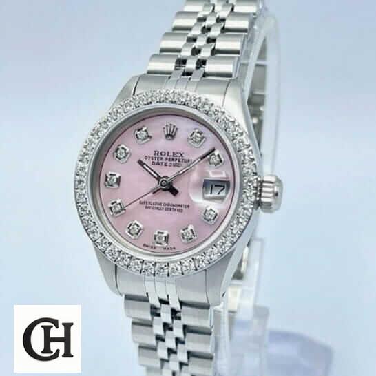 Rolex Datejust 126234 "Diamond Bezel" Premium datejust pink diamond 1 Rolex Datejust Pink Diamond Dial Jubilee on the white stand