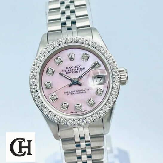 Rolex Datejust 126234 "Diamond Bezel" Premium datejust pink diamond 32 Rolex Datejust Diamond Bezel Jubilee front view